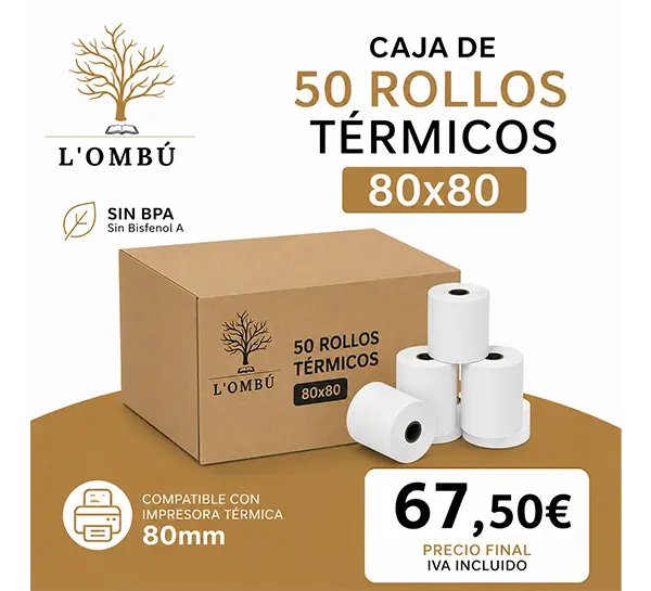Caja de papel termico 80x80 en Pineda de Mar